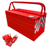 YATOINTO metal cantilever tool box front view highlights sturdy construction for heavy-use storage.