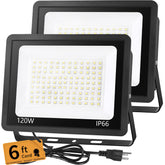 YAYIT 120W LED Flood Light Outdoor with 6ft plug for bright, wide-area illumination.