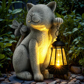 YDKOJGW solar cat lantern statue glows softly at night, adding charm and energy efficiency.