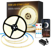 Yeewhale COB LED strip 65.6ft warm white delivering broad, even illumination.