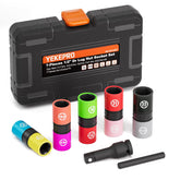 YEKEPRO half size flip socket shown in 1/2 inch drive for tight space wheel nuts