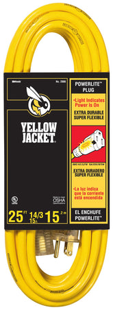 Yellow Jacket 25ft extension cord with lighted end for safer outdoor operation
