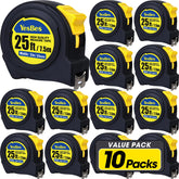 YesBes tape measure 25 ft casing closeup shows durable ABS and TPR for daily use.