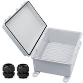 YETLEBOX weatherproof junction box with hinged cover protects outdoor wiring.