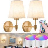 YHCDLAMP battery wall sconce on wall with remote for easy control