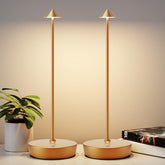 YIBEN cordless desk lamp in gold, front view, adding refined light to any workspace.