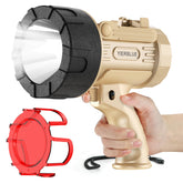 YIERBLUE rechargeable spotlight beam showing long-range visibility for outdoor tasks
