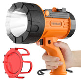 YIERBLUE rechargeable spotlight beam lights distant trails for night hiking.