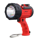 YIERBLUE rechargeable spotlight emitting a bright beam for long-range visibility