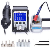 YIHUA 995D+ hot air station display enhances workflow with clear temperature readouts.