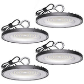 Yihuven four-pack UFO high bay lights ready for installation, energy-efficient warehouse lighting