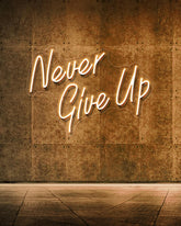 YIKBIK Never Give Up neon sign wall-mount for bold room decor and motivation.