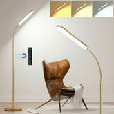 Yikuneng dimmable LED floor lamp front view with gold finish.