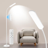 Yikuneng dimmable floor lamp with remote control for easy reading from the sofa.