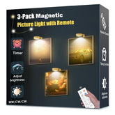 Yimaxps 3-pack picture light gold front view highlights frame glow
