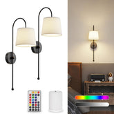 Yinglap wall sconces two-pack provide cordless living room lighting with easy installation.