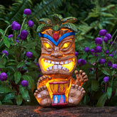 Yiosax outdoor tiki statue with solar light brightens gardens at night