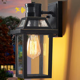 Yisuro motion sensor outdoor wall light front view with durable black finish enhances entry safety