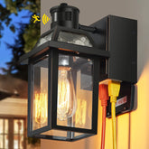 Yisuro porch light with GFCI outlets provides safe outdoor power access.