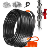 YKXJM 120ft heating cable on an exposed pipe helps prevent freezing and maintains flow.