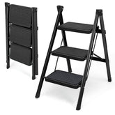 YLWSHRNT 3 step folding ladder with steel frame for sturdy home use