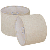 YoflowX small beige linen drum lampshade, side view, diffuses light for cozy spaces