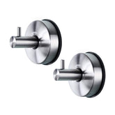YOHOM stainless steel towel rack with vacuum suction on glass surface.
