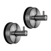 YOHOM black stainless steel suction hook on a window keeps towels within easy reach.