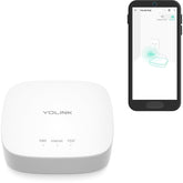 YoLink Hub front view showing a compact white hub for seamless home integration.