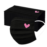 YOMEESOUL pink hearts disposable mask with comfortable three-layer design for daily wear