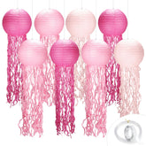 Yorr 8-pack pink jellyfish lanterns for bright ocean party decor.