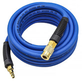 YOTOO Hybrid Air Hose 25ft blue with 1/4-inch fittings for easy compressor hookup.