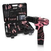 Yougfin pink drill set ensemble for versatile home repairs and DIY projects.