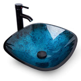 YOURLITE artistic square blue tempered-glass sink as a modern bathroom focal point
