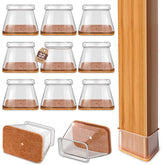 YOZON rectangle chair leg protectors in clear finish guard hardwood floors from scratches.