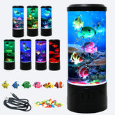 YPCOO Mini Bubble Fish Lamp with ocean background creates a calming underwater ambiance