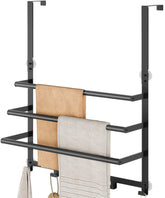 YTAIMITOP over-door towel rack with 3-tier design and 5 hooks for versatile bathroom storage