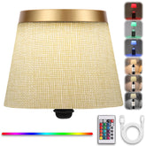 YTRUSTIX linen-covered bottle lamp in gold adds warm ambiance to dining and decor