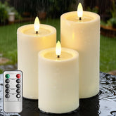 YTRUSTIX outdoor candles set of three offers versatile heights for year-round ambiance.