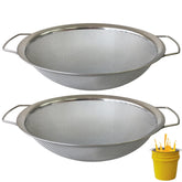 YUEBM stainless steel fine mesh strainer on a 5-gallon bucket for clean spray.