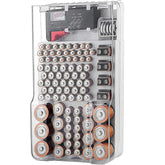 Yuecoom battery organizer with tester neatly arranges up to 93 batteries for quick checks