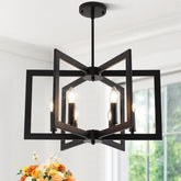 YUEXCDShome modern black chandelier for dining room, sleek silhouette and refined presence