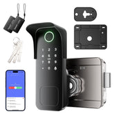 Yuhabaz Smart Gate Lock front view shows seamless outdoor keyless entry.