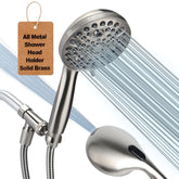 YUHX handheld shower head in brushed nickel with adjustable spray for versatile showering