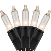 YULETIME 200 clear lights on black wire for warm indoor or outdoor ambience