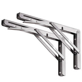 YUMORE folding shelf brackets front view shows durable stainless steel for long-lasting use.