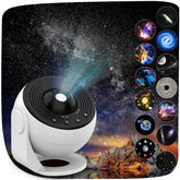YunLone Galaxy Projector Pro front view creates cozy bedroom night sky