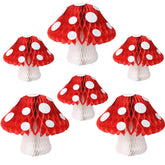 YUNXUAN 12in red mushroom honeycomb lanterns pack for vibrant garden party decor