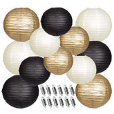 YUNXUAN 10-inch black and gold paper lantern for elegant decor