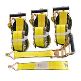 Yuoneiy ratchet straps 2in 30ft yellow pack secure cargo on heavy trailers.
